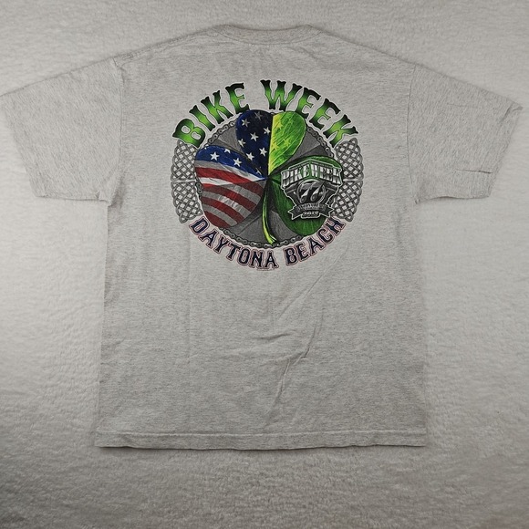 2018 77th Bike‎ Week Daytona Beach St Paddy's Day Heather Gray Sz L Shirt - Picture 8 of 10